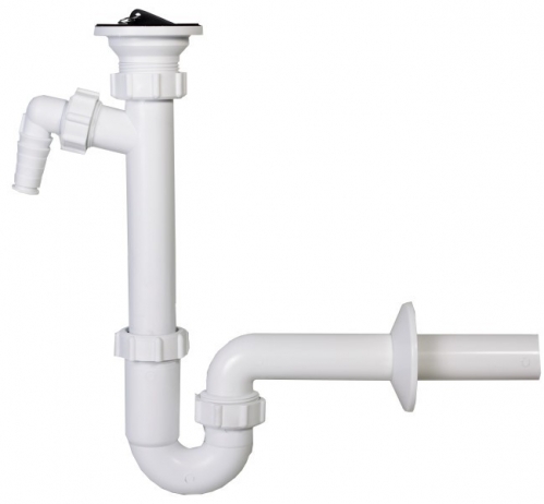Csőszifon 32mm mosógépcsatlakozóval, leeresztőszeleppel - Styron