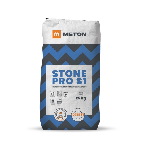 STONE PRO S1 flexibilis szálerősített csemperagasztó szürke C2TE S1 25kg - Meton
