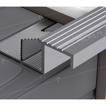 Szögletes lépcsőélvédő eloxált matt ezüst 11mm 2,5m - Profilplast