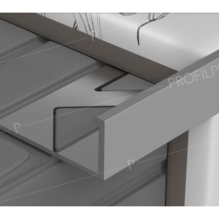 Szögletes csempeélvédő eloxált matt ezüst alumínium 8mm 2,5m - Profilplast